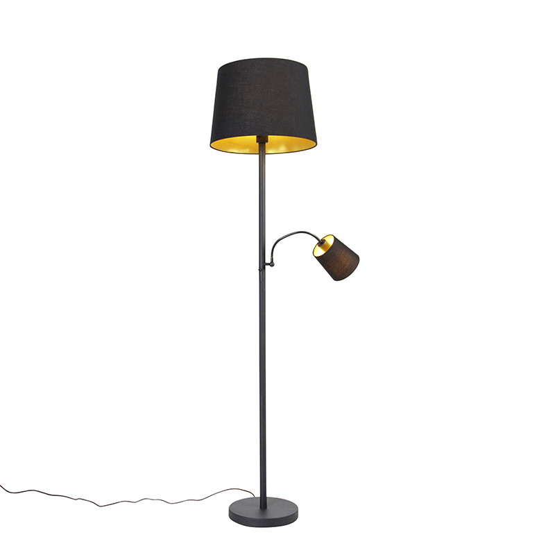 lampadaire classique noir avec or et liseuse - retro