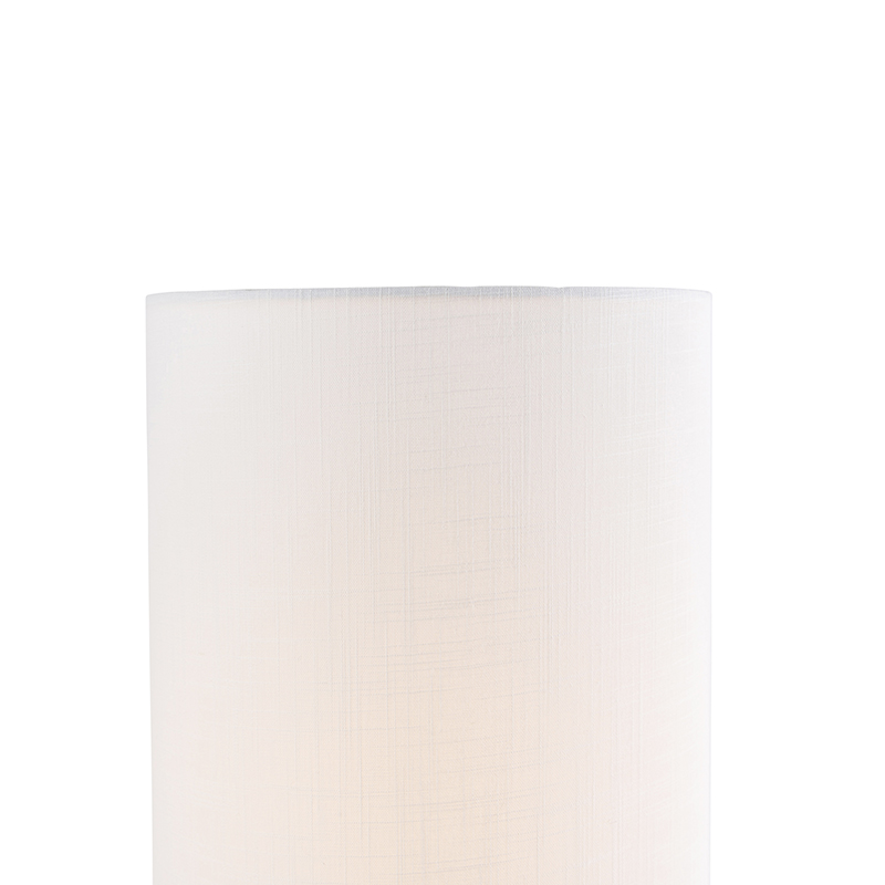 Lampada da tavolo moderna nera con paralume in lino bianco - Rich