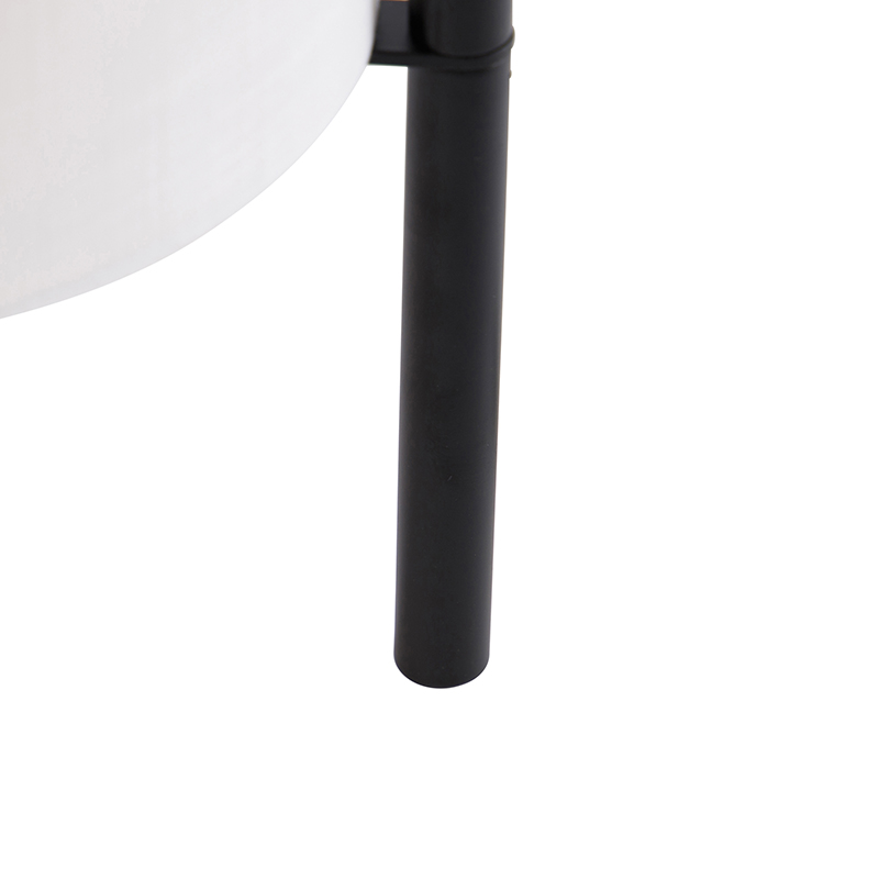 Lampada da tavolo moderna nera con paralume in lino bianco - Rich