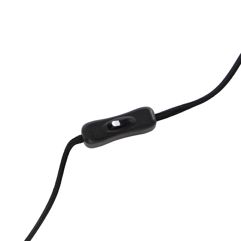 Lampada da tavolo moderna nera con paralume in lino bianco - Rich