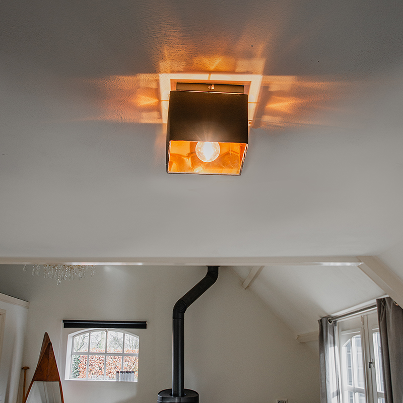 Image of Lampada da soffitto intelligente nera con oro incluso WiFi P45 - VT