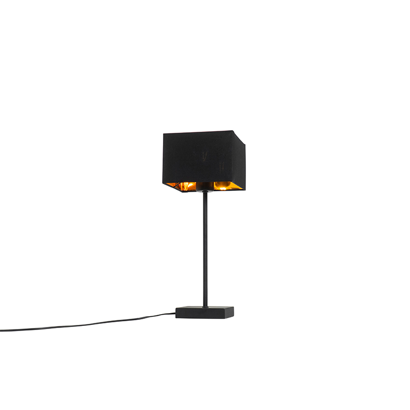 lampe de table moderne en tissu noir abat-jour noir avec or - vt 1