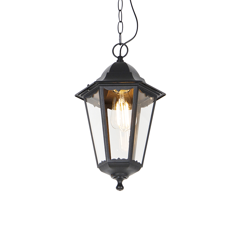 Klasické vonkajšie závesné svietidlo čierne IP44 - Havana Down