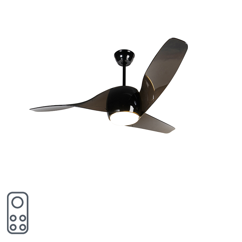 Plafondventilator zwart met afstandsbediening incl. LED - Sirocco 50 Plafondventilator zwart met afstandsbediening incl. LED - Sirocco 50