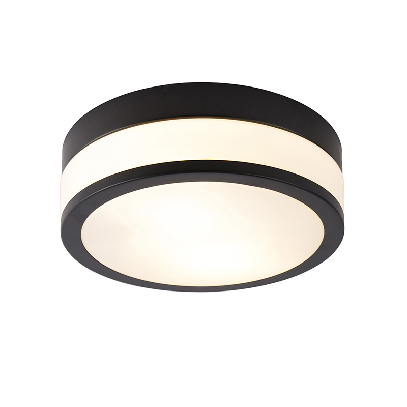 QAZQA Klassieke plafondlamp zwart 28 cm - Flavi