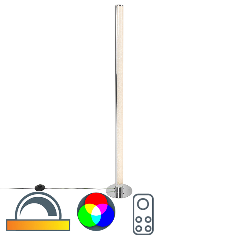 QAZQA Vloerlamp staal incl. dimmer met afstandsbediening - Hadisq