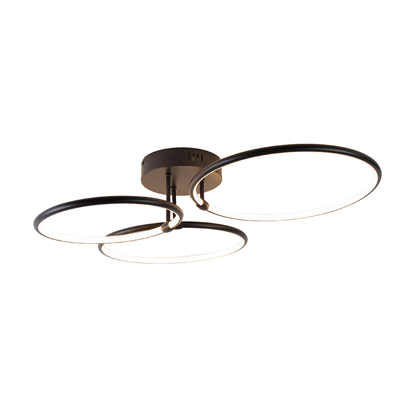 Design plafondlamp zwart incl. LED 3-staps dimbaar 3-lichts - Joaniqa Design plafondlamp zwart incl. LED 3-staps dimbaar 3-lichts - Joaniqa
