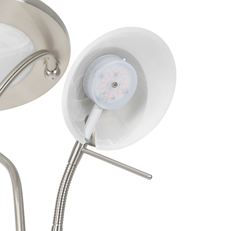 lampadaire acier avec led et gradateur avec lampe de lecture - empoli