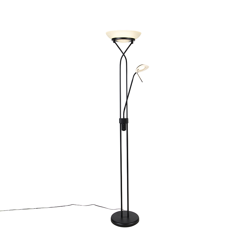 lampadaire noir avec led et gradateur avec lampe de lecture dim to warm - empoli