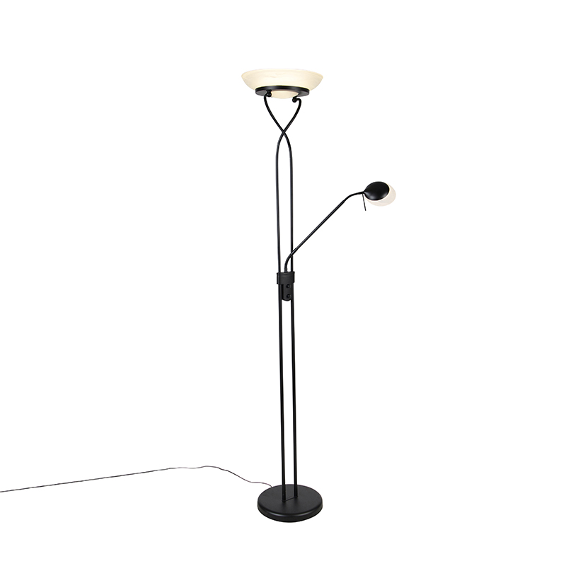 Lampadaire noir avec LED et variateur avec lampe de lecture - Empoli