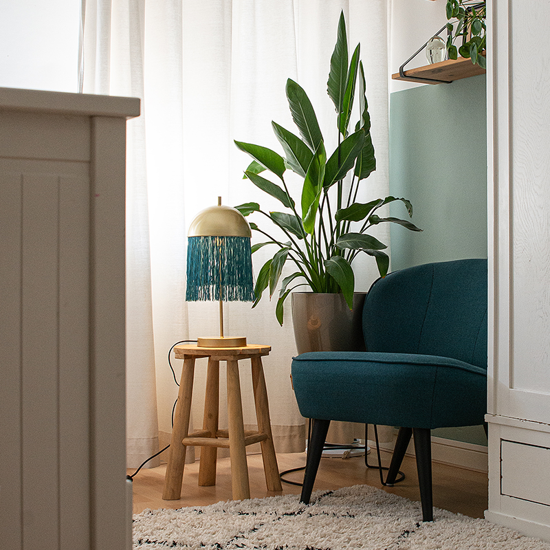 Oosterse tafellamp goud met groene franjes - Fringle Oosterse tafellamp goud met groene franjes - Fringle