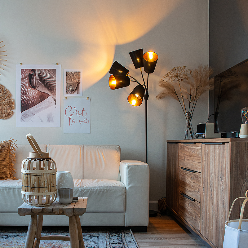 Moderne vloerlamp zwart 5-lichts - Carmen Moderne vloerlamp zwart 5-lichts - Carmen