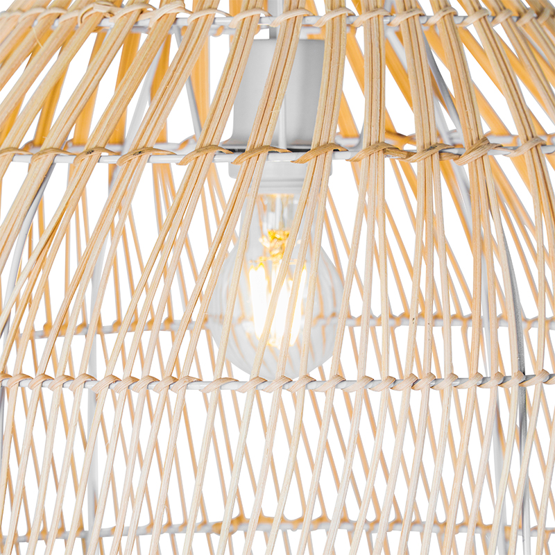 lampadaire country blanc avec rotin - sam