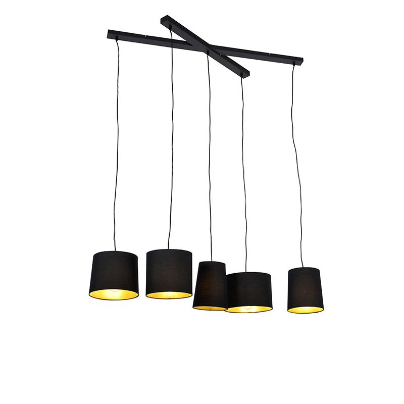 Vidiecka závesná lampa čierna 5-svetlá - Hermina