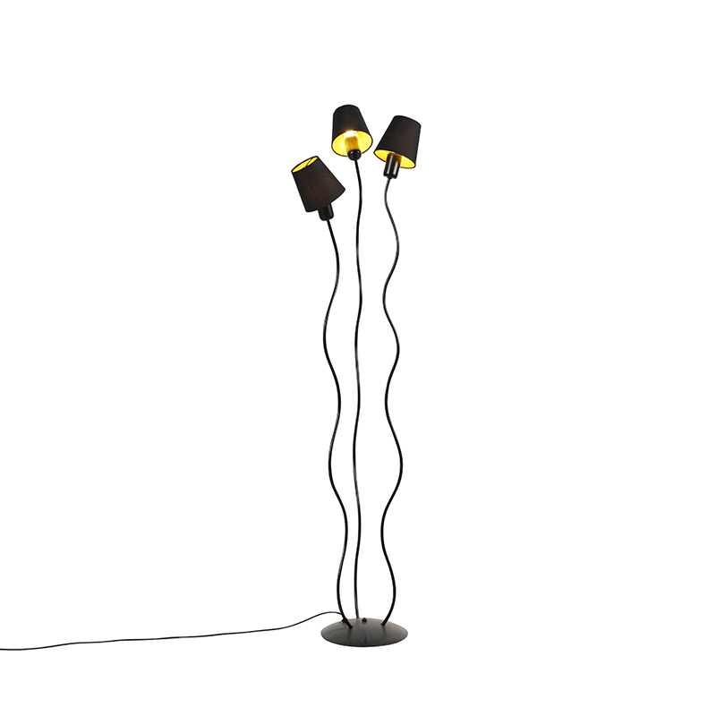 Levně Designová stojací lampa černá 3-světla se svorkami - Wimme