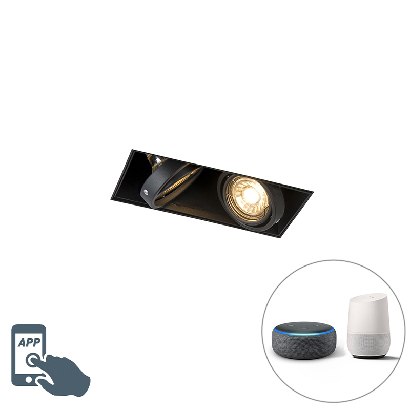 Smart inbouwspot zwart incl. 2 Wifi GU10 trimless - Oneon 2 Smart inbouwspot zwart incl. 2 Wifi GU10 trimless - Oneon 2