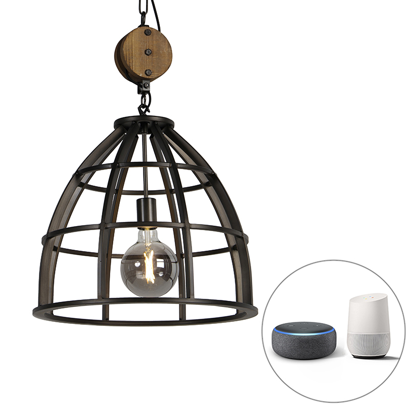 QAZQA Industriële smart hanglamp zwart 47 cm incl. WiFi G125 - Arthur