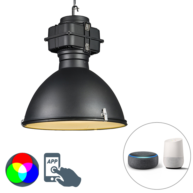 Smart industriële hanglamp zwart 53 cm incl. A60 Wifi - Sicko Smart industriële hanglamp zwart 53 cm incl. A60 Wifi - Sicko
