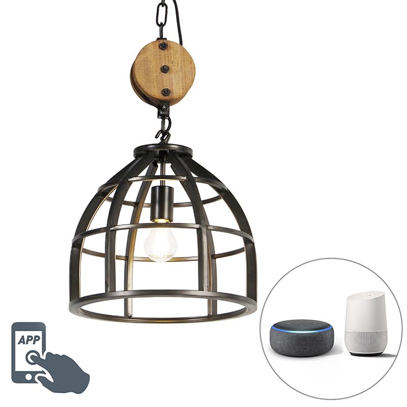 Smart hanglamp zwart 34,5 cm incl. WiFi A60 - Arthur Smart hanglamp zwart 34,5 cm incl. WiFi A60 - Arthur