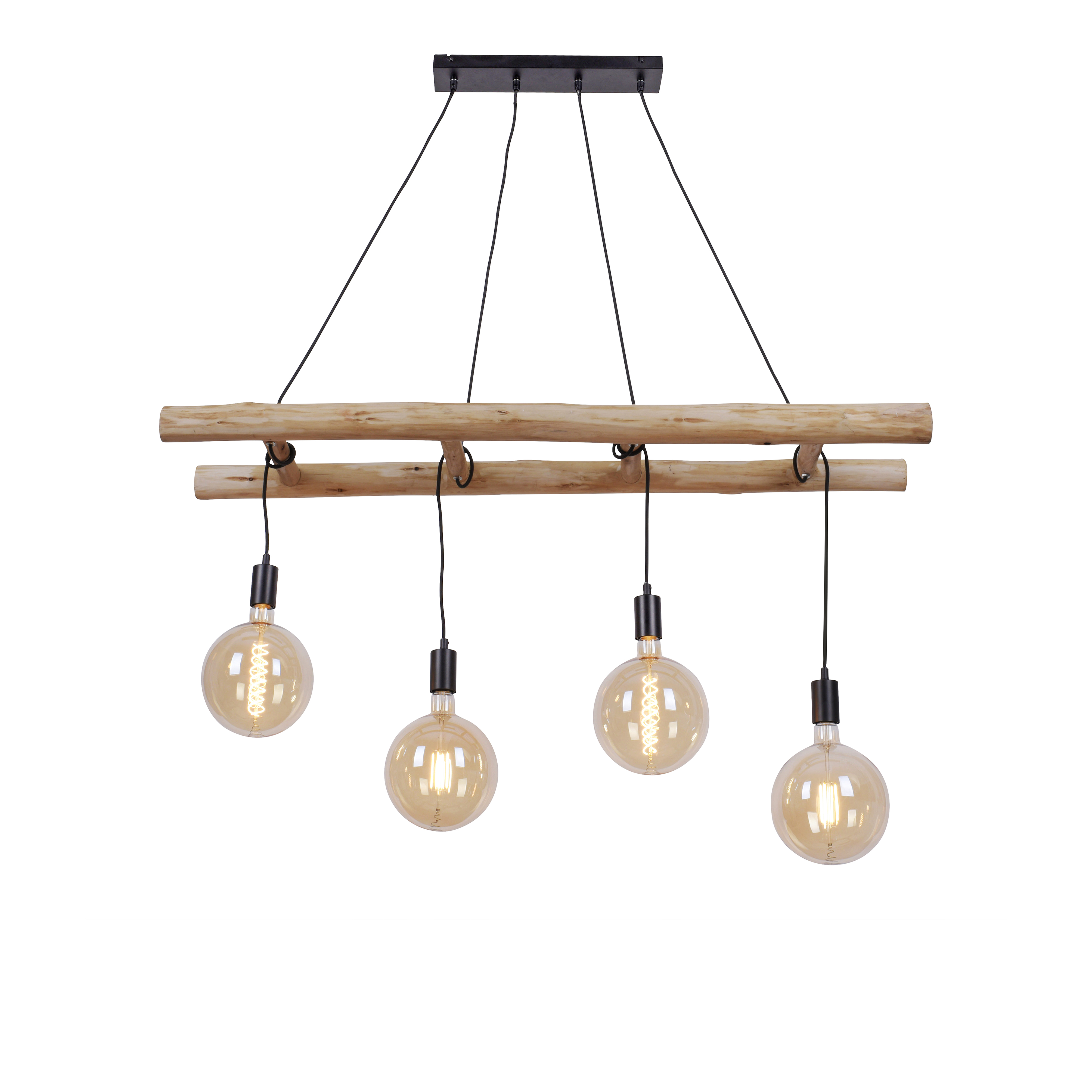 Rural hanging lamp wood 4-light - Scala