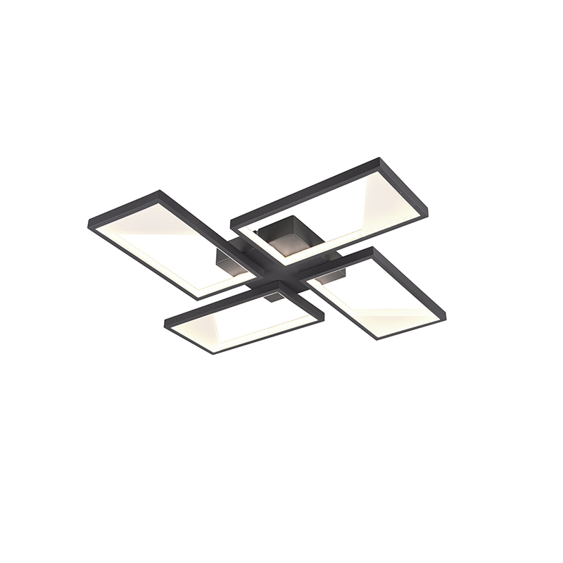 Plafondlamp antraciet incl. LED 3-staps dimbaar - Plazas Quatro Plafondlamp antraciet incl. LED 3-staps dimbaar - Plazas Quatro