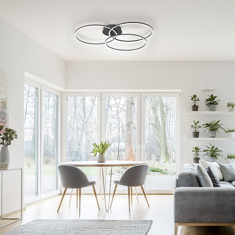 Plafondlamp zwart incl. LED 3-staps dimbaar 3-lichts - Julka Plafondlamp zwart incl. LED 3-staps dimbaar 3-lichts - Julka