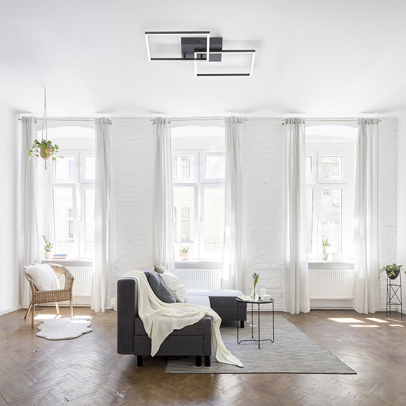 Plafondlamp zwart incl. LED 2700-5000K 2-lichts - Amanda Plafondlamp zwart incl. LED 2700-5000K 2-lichts - Amanda