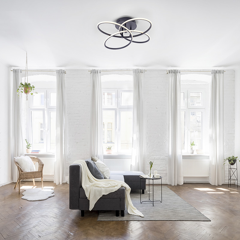 Design plafondlamp zwart incl. LED - Nodi Design plafondlamp zwart incl. LED - Nodi
