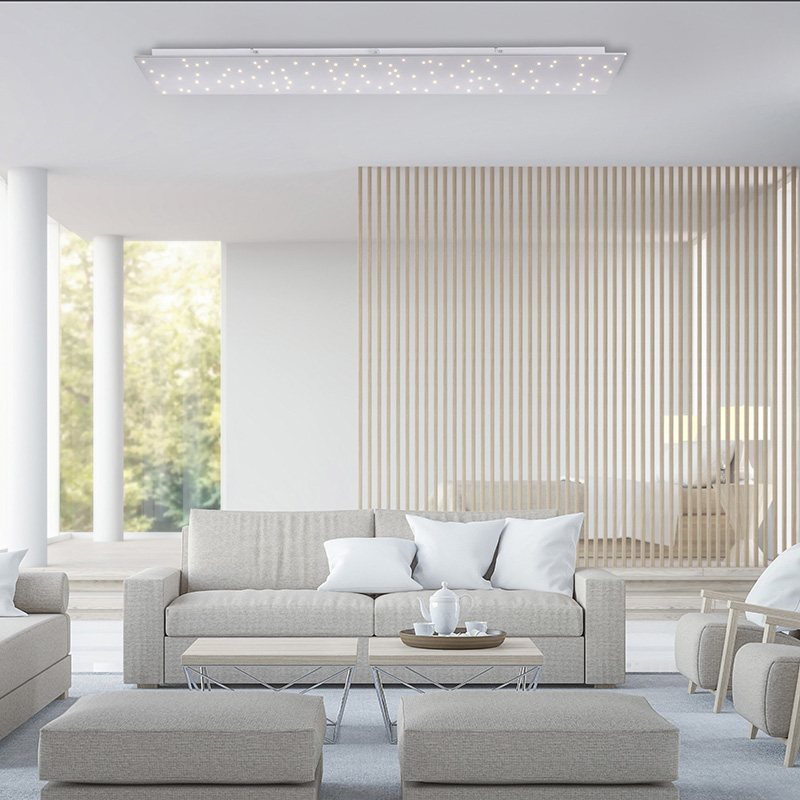 Design plafonnière wit met ster effect 100 cm incl. LED - Lucci Design plafonnière wit met ster effect 100 cm incl. LED - Lucci