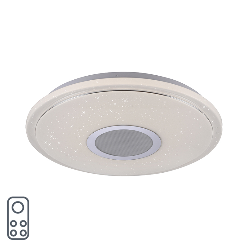 Plafonnière wit incl. LED en dimmer met afstandsbediening - Oka Plafonnière wit incl. LED en dimmer met afstandsbediening - Oka
