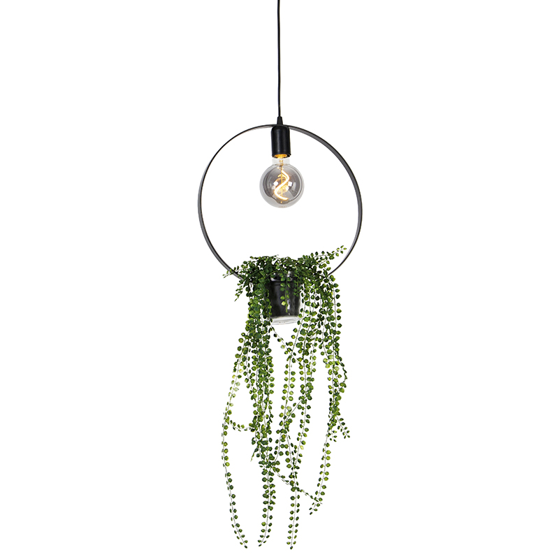 Nowoczesna lampa wisząca czarna 11,5 cm - Roslina