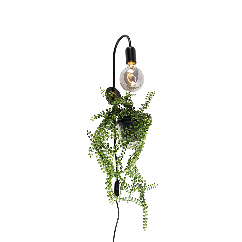 Moderne wandlamp zwart incl. snoer met stekker - Roslina Moderne wandlamp zwart incl. snoer met stekker - Roslina