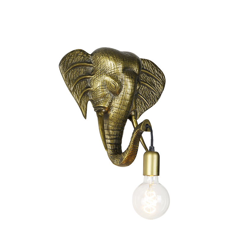 Vintage fali lámpa arany - elefánt