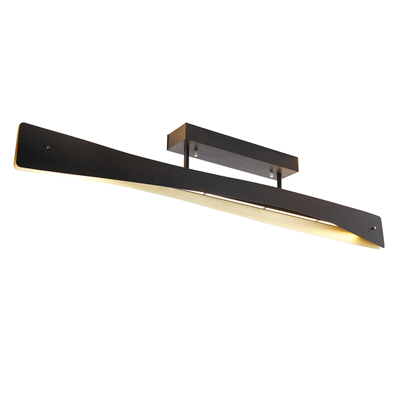 Plafondlamp zwart met goud 105 cm incl. LED 3-staps dimbaar - Sjaak