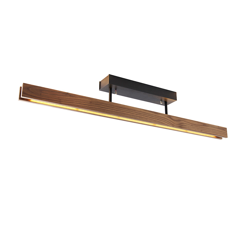 Landelijke plafondlamp noten hout 98 cm incl. LED 3-staps dimbaar - Holz