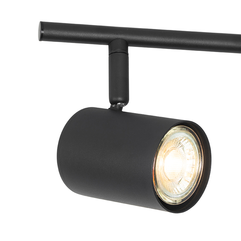 Plafón moderno negro 5 luces regulables cuadrado - Jeana