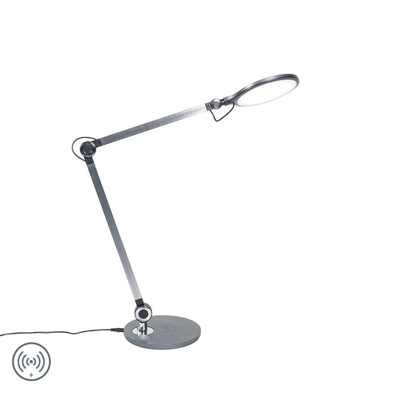 Design tafellamp grijs incl. LED met draadloze oplader - Don Design tafellamp grijs incl. LED met draadloze oplader - Don