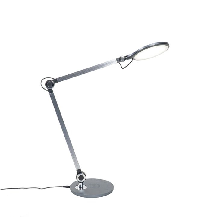Levně Designová stolní lampa šedá vč. LED s bezdrátovou nabíječkou - Don