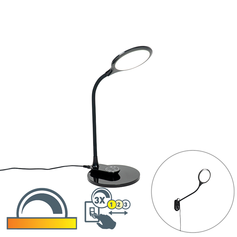 Tafel- en wandlamp zwart incl. LED met touch dimmer- Joni Tafel- en wandlamp zwart incl. LED met touch dimmer- Joni