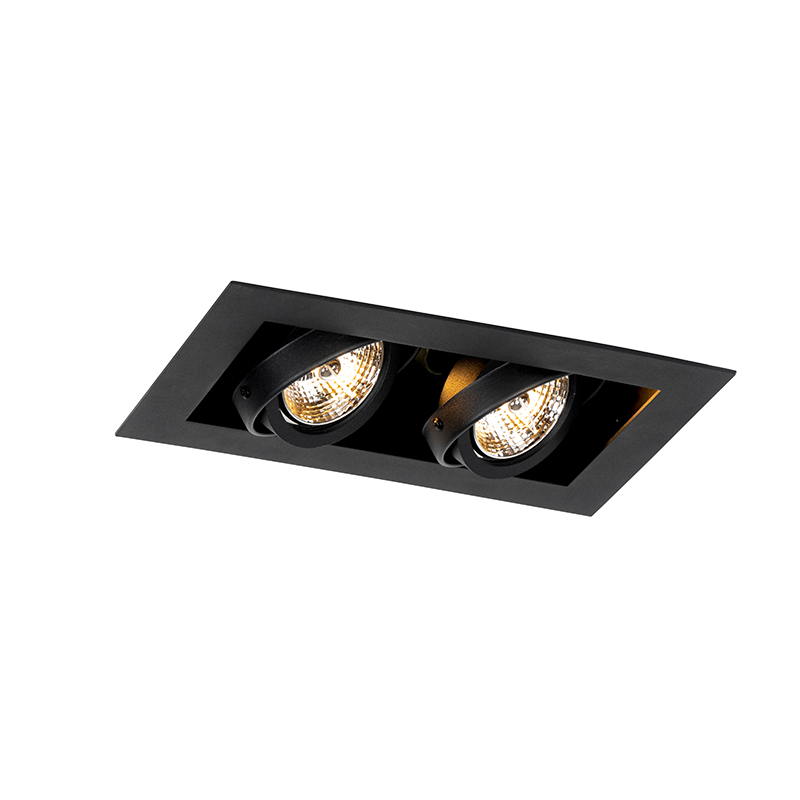 spot encastrable moderne noir 2 lumières orientable - oneon 70