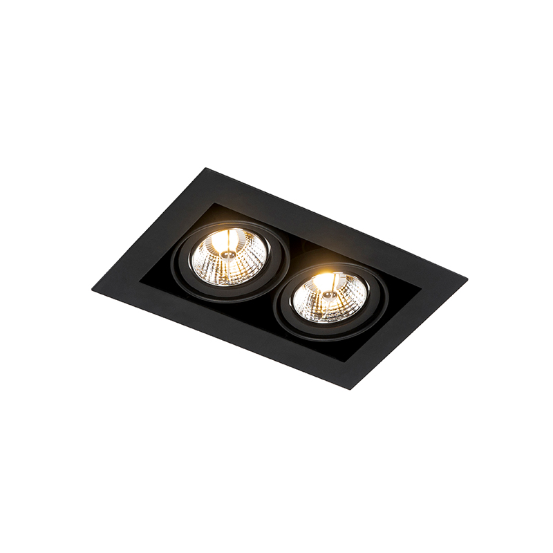 spot encastrable moderne noir 2 lumières orientable - oneon 70