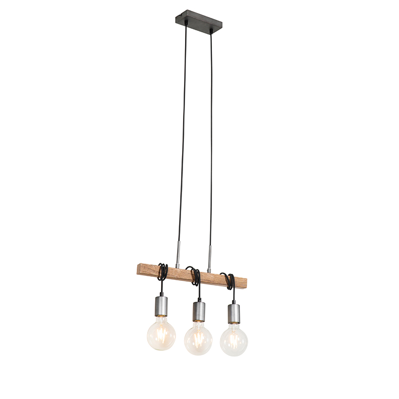 Industriële hanglamp bruin met staal 3-lichts - Gallow