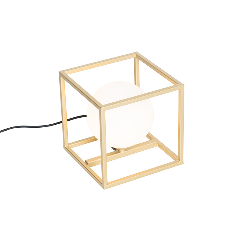 Levně Designová stolní lampa zlatá s bílou - Aniek