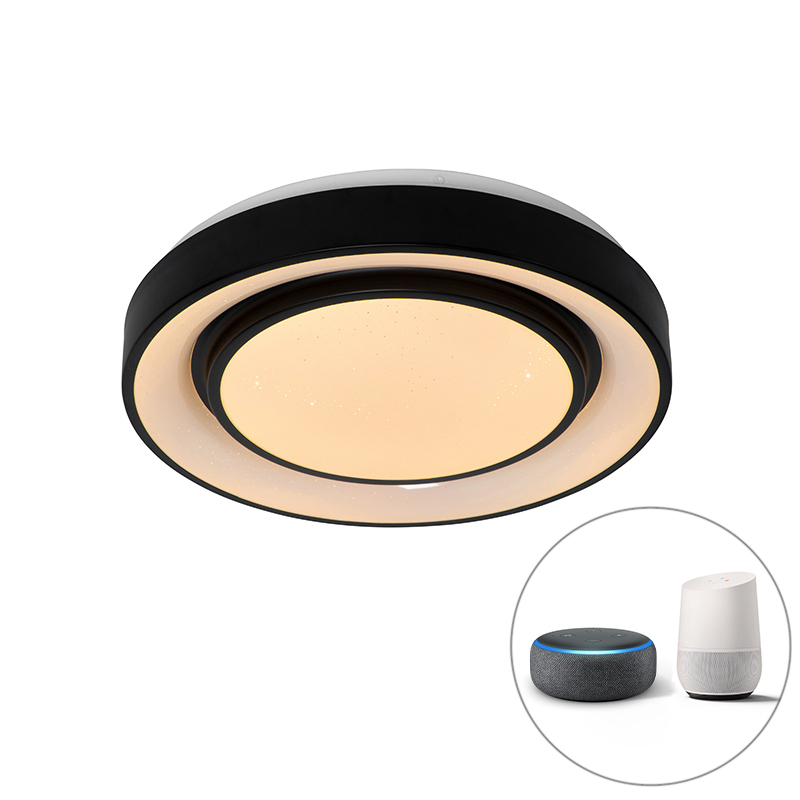 Moderné stropné svietidlo čierne 38 cm vrátane LED a RGB - Jochie