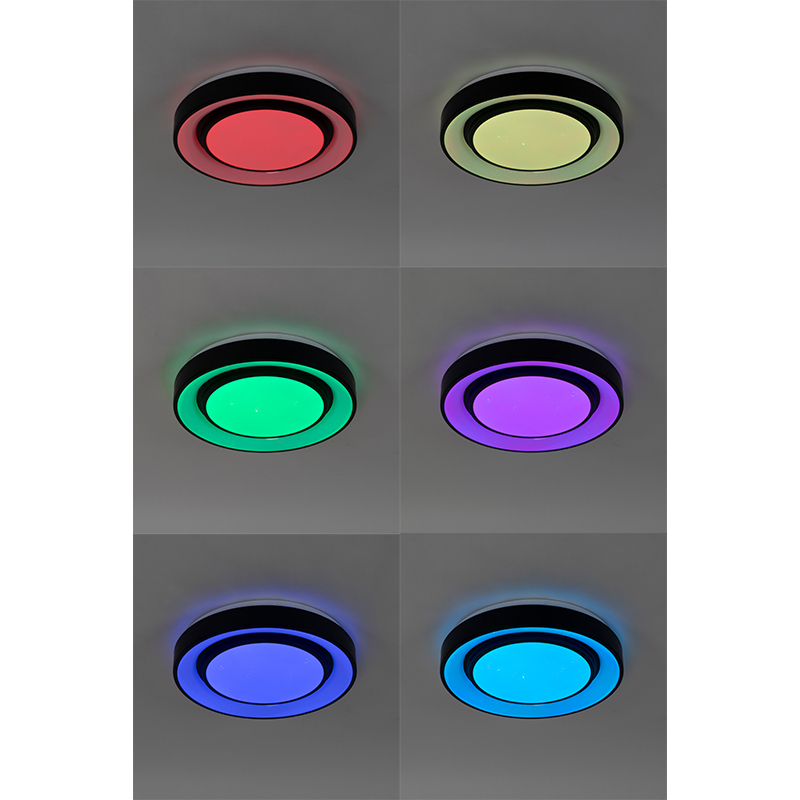 Plafonnier moderne noir 38 cm avec LED et RGB - Jochie