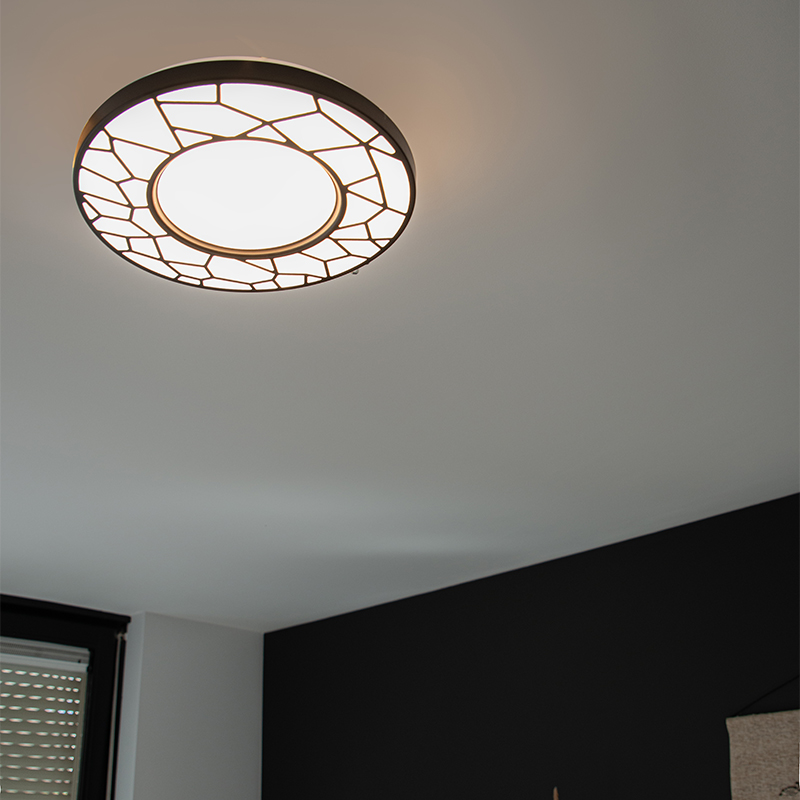 Plafondlamp zwart 39 cm incl. LED met afstandsbieding - Luka Plafondlamp zwart 39 cm incl. LED met afstandsbieding - Luka