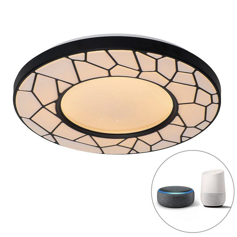 Inteligentné stropné svietidlo čierne 49 cm vrátane LED a stmievača - Luka Inteligentné stropné svietidlo čierne 49 cm vrátane LED a stmievača - Luka