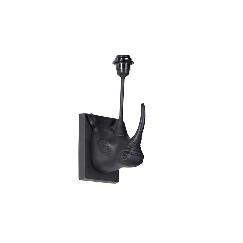 QAZQA Vintage wandlamp zwart zonder kap - Animal Naesehorn