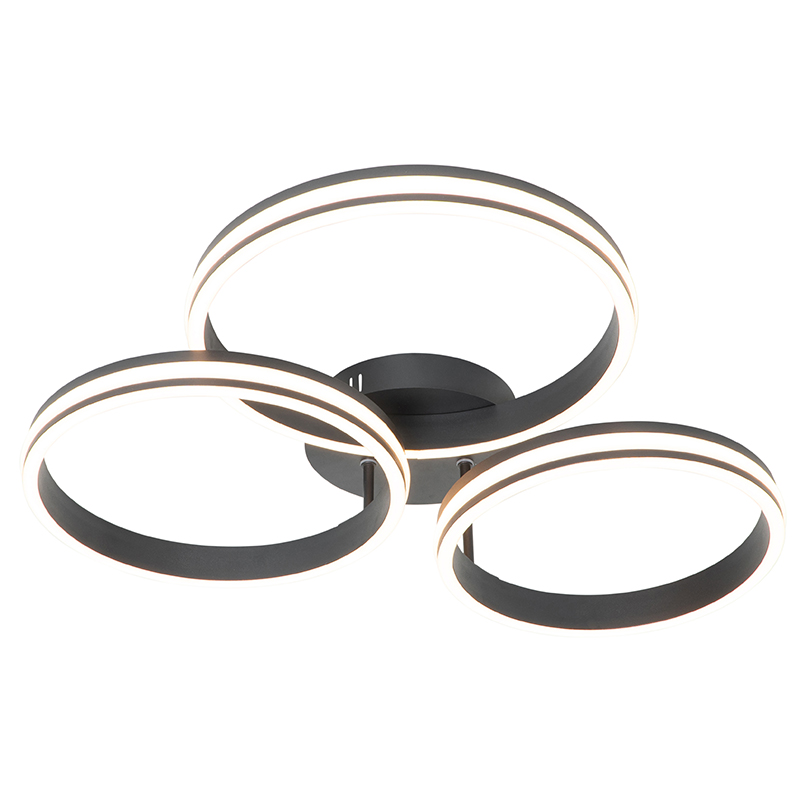 Stropné svietidlo čierne vrátane LED 3-stupňové stmievateľné 3-svetlo - Navara