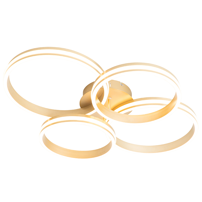 Stropné svietidlo mosadzné vrátane LED 3-stupňové stmievateľné 4-svetlo - Navara